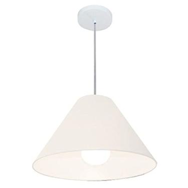 Imagem de Lustre Pendente Cone Cúpula Tecido 25/40x15 cm, Vivare Iluminação, Pendente4078 BR, Branco, Médio