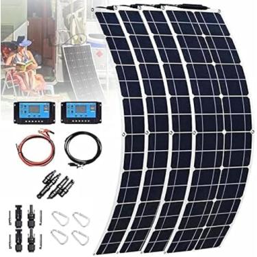 Imagem de 400W 600W 800W 1200W 18V Painel solar flexível, kit de módulo de painel solar portátil, com controlador 40A, carregador de bateria solar dobrável monocristalino para trailer doméstico, barco