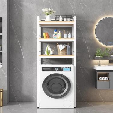 Imagem de Prateleira de suporte de metal de 3 camadas sobre a máquina de lavar/rack de banheiro, grande banheiro, lavadora, secadora, rack organizador, prateleira de lavanderia, unidades de prateleira