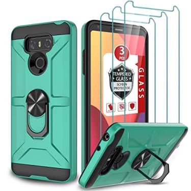 Imagem de GAMEMIUZ Capa para LG G6, com [protetor de tela de vidro temperado 3x], suporte de anel integrado e suporte magnético para carro, à prova de choque, à prova de queda, armadura de grau militar, capa