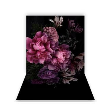 Imagem de Fundo Fotográfico 1,50 X 2,70 - Gestante Flores Fundo Preto Fine Art 0