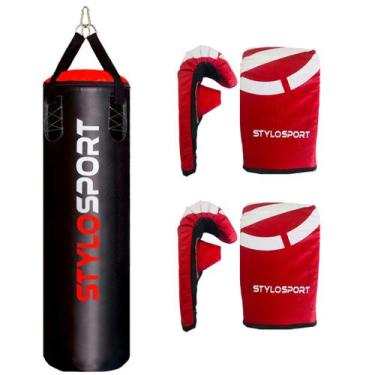 Imagem de SACO DE PANCADA STYLO 120x100 + 2 LUVAS DE TREINO BATE SACO (ADULTO) -
