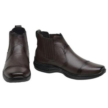 Imagem de Bota Botina Chelsea Couro Masculina Bico Quadrado Conforto - San Loren