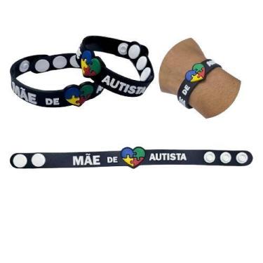 Imagem de Pulseira autismo emborrachada com regulagem identificação pais de auti