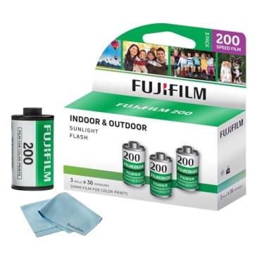 Imagem de FUJIFILM Filme negativo de 200 cores (filme de rolo de 35 mm, 36 exposições, pacote com 3) + pano de limpeza de microfibra BLuebirdSales