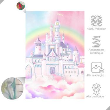 Imagem de Painel Festa Vertical em Tecido Casadinho Castelo de Princesa Arco Íri