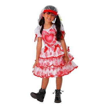 Imagem de Vestido Noiva Caipira pra Quadrilha de Festa Junina Infantil Luxo - Fa