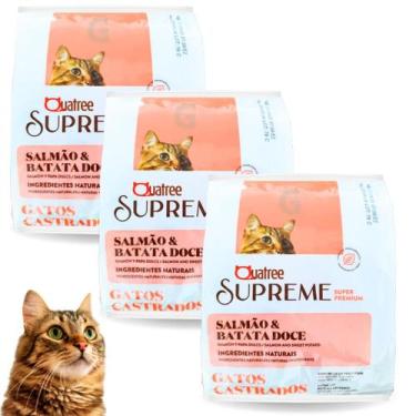 Imagem de Kit Com 3 Ração Quatree Supreme Para Gato Castrado Salmão 1kg