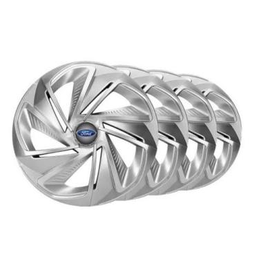 Imagem de Kit Calota Nitro Aro 14 Prata Para Fiesta Ka Escort Modelo Universal -