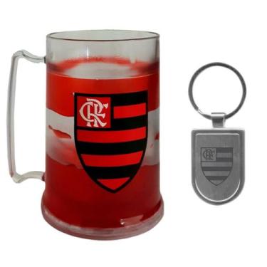 Imagem de Kit Presente Flamengo - Caneca 300ml + Chaveiro Oficial, Único, Vermel