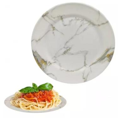 Imagem de Prato Raso 25cm em Melamina Decorada Marmore Luxo - Fx