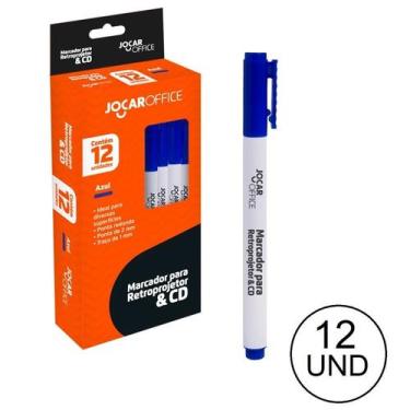 Imagem de Caneta Marcador Permanente Retroprojetor Cd Dvd Azul - 12un - Jocar Of