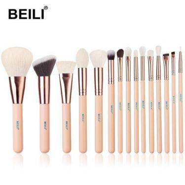Imagem de Kit Pincéis De Maquiagem BEILI de Alta Qualidade Pó Blush Sombra 15 PÇ