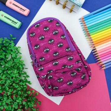 Imagem de Estojo Escolar Mini Mochila Colorido Estampado - Daterra  Mochilinha, 