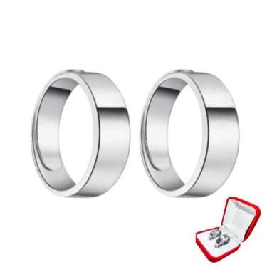 Imagem de Par Alianças Prata 6mm Reta Namoro Namorados Tradicional Uniao Comprom