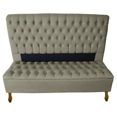 Imagem de Cabeceira + Recamier Baú Capitone Iza Para Cama Box Super King 198 Cm 