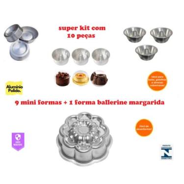 Imagem de Kit 9 Formas Mini Para Mini Bolos Piscina, Pudim, Bolo Suíço Baby + 1 