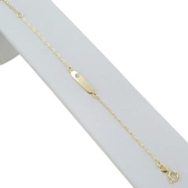 Imagem de Pulseira Personalizavel Banhada A Ouro Infantil Com Chapa e Coração Bi