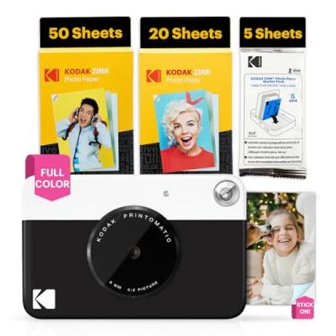 Imagem de KODAK Câmera digital impressa instantânea colorida Printomatic – Pacote com 75 folhas – Impressões em papel fotográfico Zink 2 x 3 – 5 MP, portátil, presente criativo divertido para aniversário, Natal