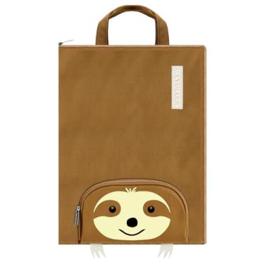 Imagem de Bolsa para documentos A4, organizadora de arquivos portátil, com zíper, pasta de portfólio, carteira de arquivo com alça, estojo de transporte de arquivo, bolsa grande para documentos 37x27cm (Sloth)