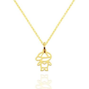 Imagem de Pingente Menino Filho Vazado com Corrente Ouro 18k - AGAPRIME JÓIAS, 5