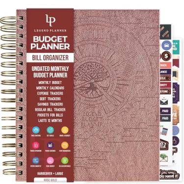 Imagem de Legend Budget Planner & Organizador de notas com bolsos – Livro de Finanças para Casa com Monitores de Pagamento de Conta e Custos – Caderno Financeiro para Orçamento Doméstico e Gestão de Dinheiro – Grande, 20 x 24 cm, Ouro Rosa