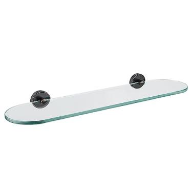 Imagem de JQK Prateleira de vidro de banheiro bronze polido a óleo, armazenamento de chuveiro de vidro temperado 50,8 x 12,7 cm, suporte de parede ORB de aço inoxidável 304, TGS121L20-ORB