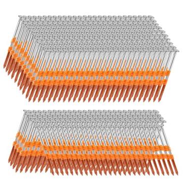 Imagem de SITLDY Pregos de moldura de 21 graus, 1000 unidades, haste de anel de 5,5 cm x 287 cm, cabeça redonda completa galvanizada a quente, para pregador elétrico pneumático de 20 a 22 graus