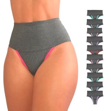 Imagem de Kit 10 Calcinhas Femininas Cós Alto - Compressão para Barriga Cintura Alta, Calcinha Modeladora, Forro 100% Algodão - M -VIÉRE