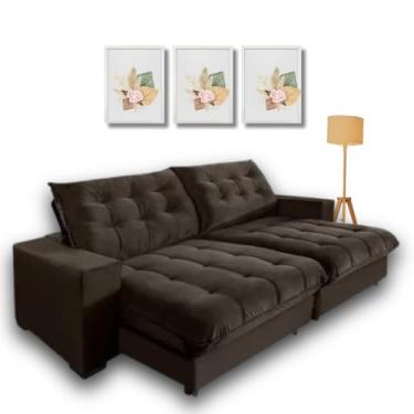 Imagem de Sofá Retrátil e Reclinável 2,70m com Molas Ensacadas. (Marrom/Café)