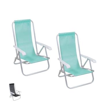 Imagem de Kit 2 Cadeira de Praia Reclinável 4 Posições Alumínio Lazy Sannet Mormaii - Belfix