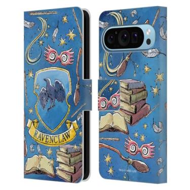 Imagem de Head Case Designs Capa carteira de couro oficialmente licenciada Harry Potter Ravenclaw padrão Relíquias da Morte XIII compatível com Google Pixel 9 / Pixel 9 Pro