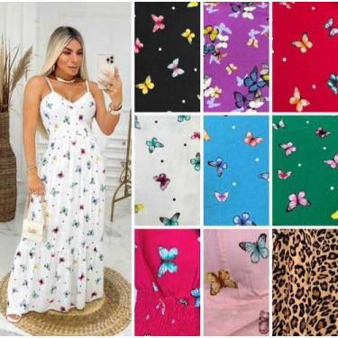 Imagem de Vestido Longo estampado Borboleta - @Monize_Modas, Onça, M 38/42