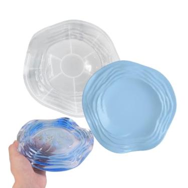 Imagem de BIGEBO Moldes de silicone irregulares, molde de concreto em forma de onda do oceano, molde de recipiente para fundição de epóxi, joias de cimento, suporte de vela, saboneteira, artesanato, faça você