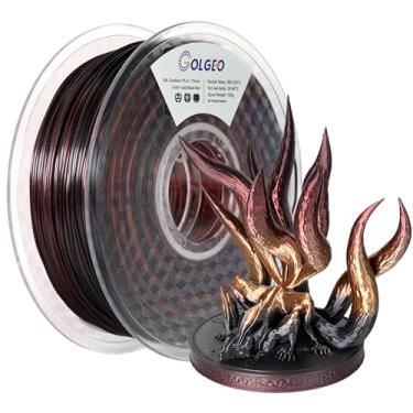 Imagem de GolGeo Filamento Pla Para Impressora 3D, Filamento Pla Brilhante De Seda 1,75 Mm, Pla De Seda Brilhante, Tricolor Gradiente (Tricolor Dourado Preto Vermelho, 1 Kg)