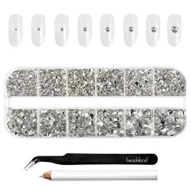 Imagem de Beadsland 2500 peças Nailart Flatback Strass Cristal Flatback Gems Redonda Cristal Strass para Artesanato Misto 8 Tamanhos SS4 ~ SS30 com Pinça e Caneta Picking (Clear)