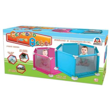 Imagem de Cercado Para Bebê Cercadinho Rosa Com Tapete De Eva Braskit