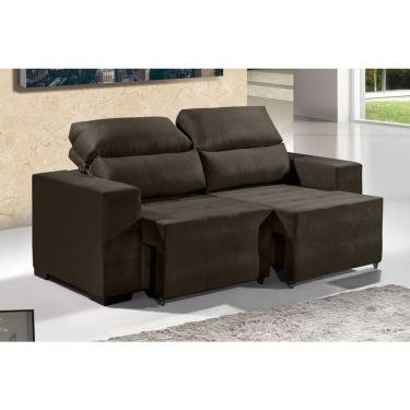 Imagem de Sofá Retrátil Reclinável 2 Lugares 1,50 mt Cancún Suede Chocolate Espuma- D26 - Lançamento