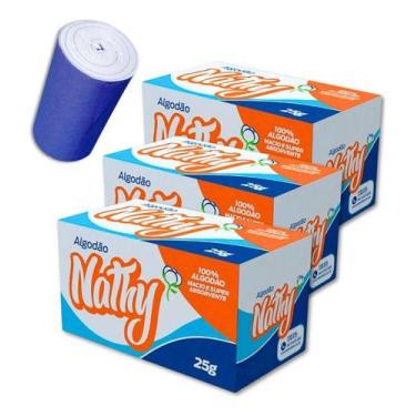 Imagem de 3 Caixinhas De Algodão Rolo Hidrofilo 25g 100% Algodão - Nathy