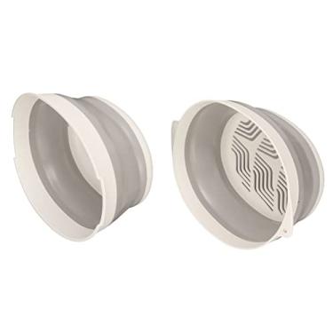 Imagem de Cesta de Drenagem de Dupla Camada Portátil Com Design Dobrável, Armazenamento de Cozinha de Grau Alimentar para Frutas e Vegetais (Verde pequeno) (Rosa pequeno) (Branco cinza pequeno)