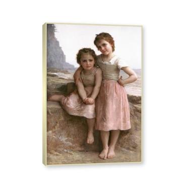 Imagem de NHLDZYH Moldura dourada champanhe. Impressões de arte William Adolphe Bouguereau - Pintura de retrato - (Menina 6) - Pôster temático de mitologia grega - Pôster de decoração de parede vintage. 40 x 60