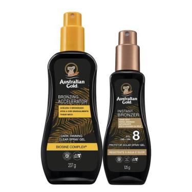 Imagem de Kit Australian Gold Acel Dark Tanning+ Prot Solar Spray Fps8