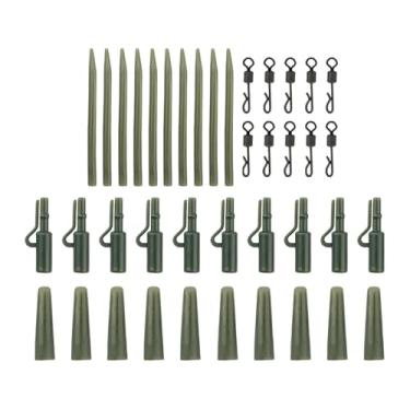 Imagem de Dynwave Kit de acessórios para equipamento de pesca de carpa, 40 peças, compacto para água doce, leve e multifuncional com estojo de armazenamento, Verde Escuro