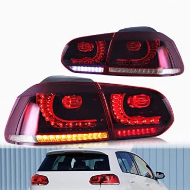 Imagem de VLAND Luzes traseiras para VW Golf 6 Golf MK6 GTD R TSI TDI 2010-2014, lâmpada traseira com seta sequencial, Plug & Play (lente vermelha e branca)