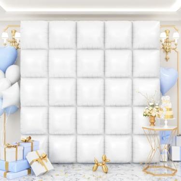 Imagem de OTLGEUA Balões quadrados brancos de parede 25 peças kit de arco de túnel de balão branco dupla face para aniversário, casamento, formatura, chá de bebê, decorações de festa