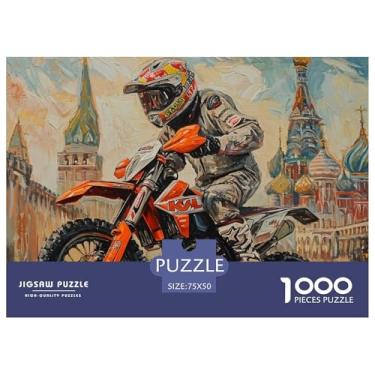 Imagem de Quebra-cabeça de motocicleta cross-country para adultos, divertido, 1000 peças, alívio do estresse, brinquedo educativo, jogo intelectual, decoração de casa, desafio, educativo, 1000 peças (75 x 50 cm