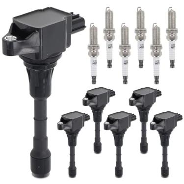 Imagem de SORGHUM Pacote De Bobinas Ignição E Velas Compatíveis Com Infiniti G25 G35 Ex35 M35 Fx35 Jx35 Qx60 Nissan 350Z Altima Maxima Murano Quest Pathfinder Substituição # Uf550 C1670 5C1727 22448-Ja10C Con