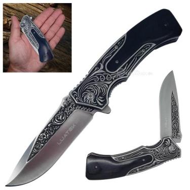 Imagem de Canivete Premium Lâmina Inox 9,3cm, Cabo em Madeira e Trava de Seguran