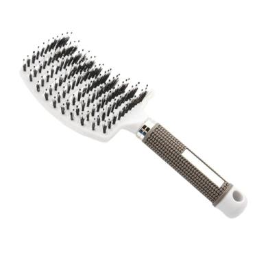 Imagem de Pente de cabeleireiro para meninas, pente de massagem para couro cabeludo, escova de cabelo desembaraçante e cacheado molhado para ferramentas de modelagem (branco)