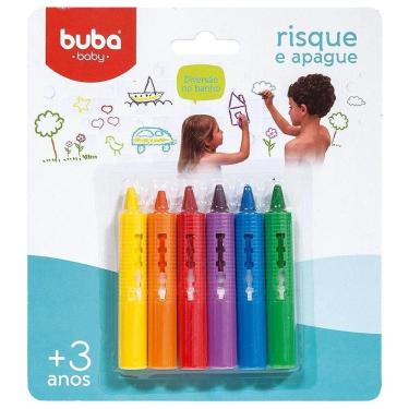 Imagem de Giz De Cera Colorido 6 Cores Risque E Apague Buba